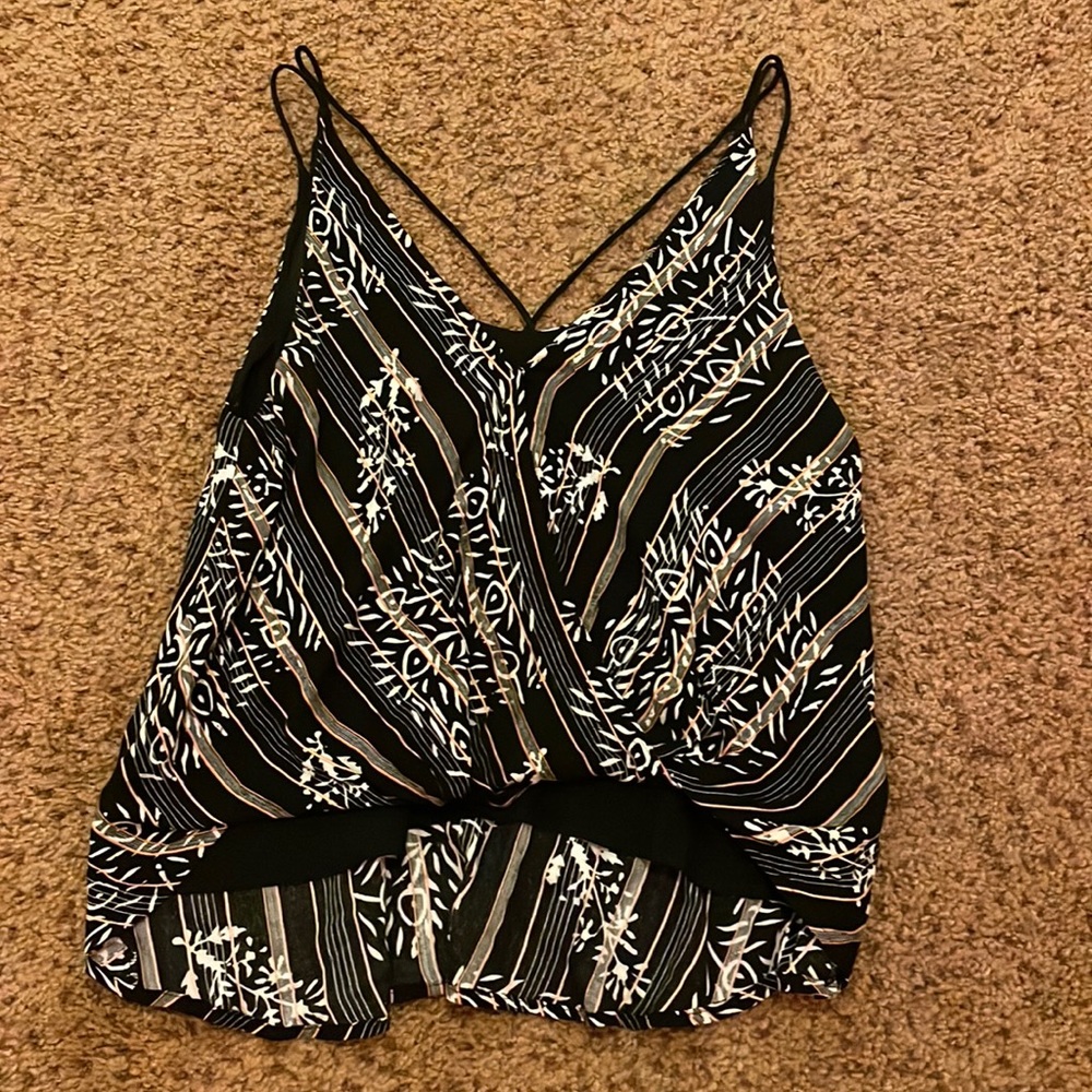 Black stylish blouse with leaf and other fun prints